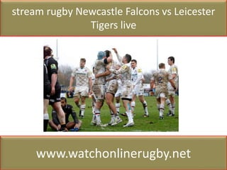 stream rugby Newcastle Falcons vs Leicester
Tigers live
www.watchonlinerugby.net
 