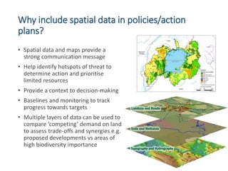 Why include spatial data in policies/action
plans?
• Spatial data and maps provide a
strong communication message
• Help i...