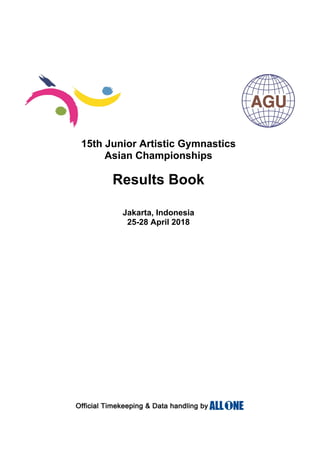 15th Junior Artistic Gymnastics
Asian Championships
Jakarta, Indonesia
25-28 April 2018
Results Book
 