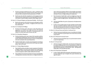 State and District Administation

c)	

The State Government should take steps to evolve a mechanism which
could coordinate block level committees chaired by MLAs and zones and
sub-zones which are headed by elected representatives of TTAADC.

d)	

The State may also undertake comprehensive activity mapping exercise to
delineate functions among various levels operating within the system such
as the District Council, the Block committee and the Village Council.

Summary of Recommendations

order to make such consultations effective and meaningful, steps should be
taken to (a) provide information-access to citizens and (b) educate citizens
and leaders of society on budget making and its implications.
c)	

State Governments should shift to multi-year budgeting and give the
estimates of revenue and expenditure for a period of four years in addition
to the year which the budget pertains. This should be done on a roll-on
basis.

d)	

The States should follow the practice of preparation and implementation
of the MTFP.

e)	

In order to remove prejudice against non-plan expenditure, the State should
take steps to provide for maintenance of the asset in the project cost itself
and ensure its maintenance for at least five years after it is acquired. This
action should go hand in hand with recovery of adequate user charges.

50. (Para 6.5.1.3) Financial Delegation and Operational Flexibility – the IFA system
a)	

Based on the experience of the Union Government with regard to the IFA,
States should take steps to introduce / strengthen the IFA system in the
State administration.

51. (Para 6.5.2.3) Avoiding Fiscal Profligacy
a)	

The State Governments need to take steps to ensure that projects and
programmes are included in the budget only after well considered
deliberations and processes. The practice of announcing projects and
schemes on an ad-hoc basis needs to be done away with.

54. (Para 6.5.5.2) Revenue Forecast and Need for a Tax Research Unit
a)	

52. (Para 6.5.3.3) Expenditure Management

The State Governments should initiate steps to set up dedicated cell within
its Finance Department to provide input on the revenue forecast with the
reasons thereof.

(a)	 The States should take priority steps to improve their expenditure profile by
(a) finalizing the detailed project reports of schemes in the preceding year
and (b) ensuring that the financial sanctions are given to the departments
in the first two months of the current financial year.

55. (Para 6.5.6.2) Mechanism for Internal Control

(b)	 The States should conduct a zero-base review of programmes and schemes
which are more than five years old and which involve large sums of public
money. (Say over 50 crores)

56. (Para 6.5.7.3) External Audit

a)	

a)	

53. (Para 6.5.4.7) Prudent Budget formulation
a)	

b)	
308
230

There should be prudent and realistic economic assumptions in formulation
of budget estimates. At the end of every financial year, the gap between
the estimates and the actuals should be analysed so that the underlying
economic assumptions could be suitably calibrated for the future.
There should be interaction between the State Government and stakeholders
including industry associations, think tanks etc. in budget formulation. In

The State Governments should take steps to set up internal audit committees
in each of its departments.

The State Governments should specify a time frame for the Departments
for necessary follow up action on the recommendations of Audit and
forwarding of the ATN after incorporating such action to Audit for vetting
before their final submission to the State PAC/ COPU. All Departments
should adhere to the prescribed time limits.

57. (Para 6.5.8.3) Projectisation and Appraisal
a)	

In order to deploy public funds prudentially, with inbuilt financial closure,
the States should take steps to strengthen their project formulation and
appraisal capacity.
309
231

 