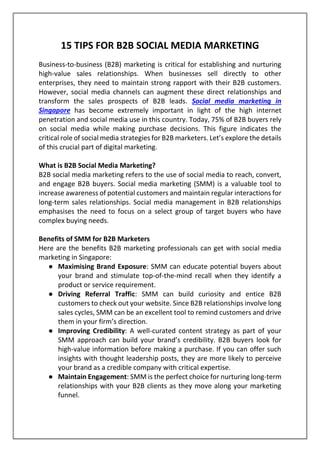 15 Tips for B2B Social Media Marketing | PDF | Small and Medium-sized ...
