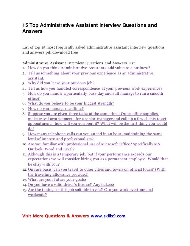 problem solving interview questions for administrative assistant