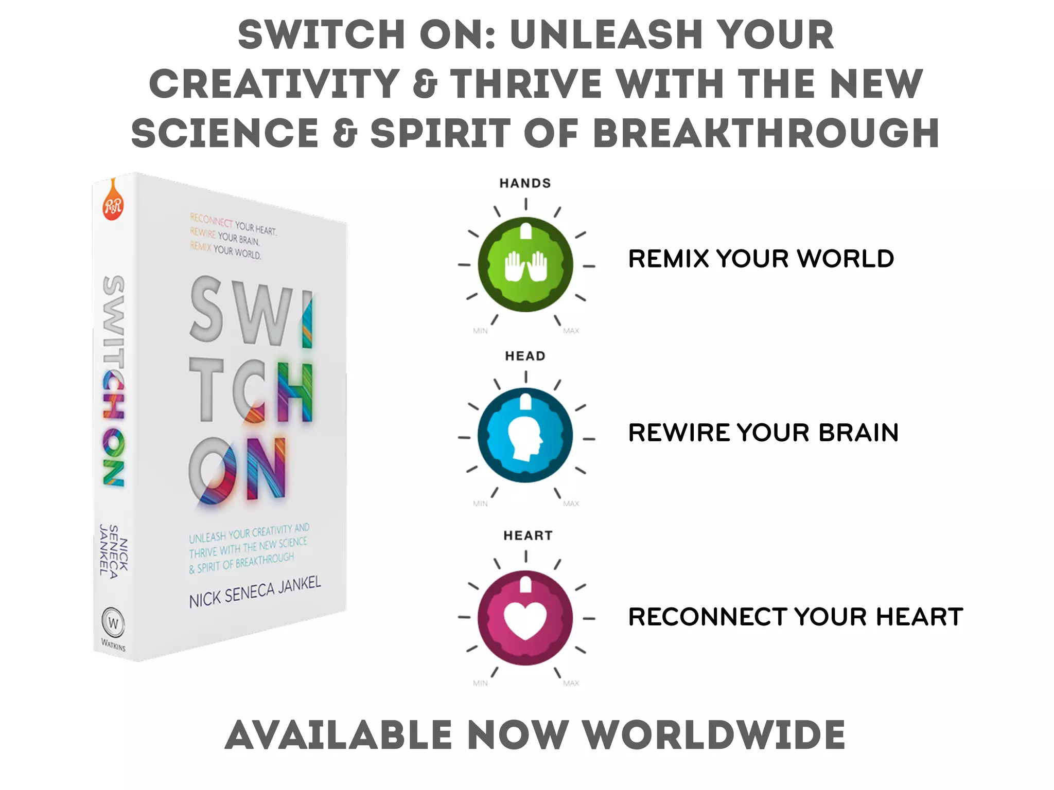 RECONNECT YOUR HEART
REWIRE YOUR BRAIN
REMIX YOUR WORLD
switch on: unleash your
creativity & thrive with the new
science & spirit of breakthrough
available now worldwide
 