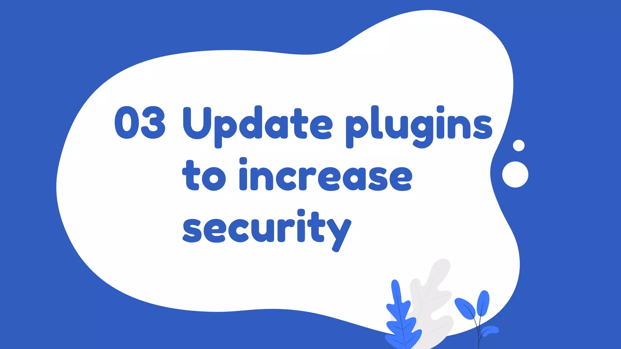 Update plugins
to increase
security
03
 