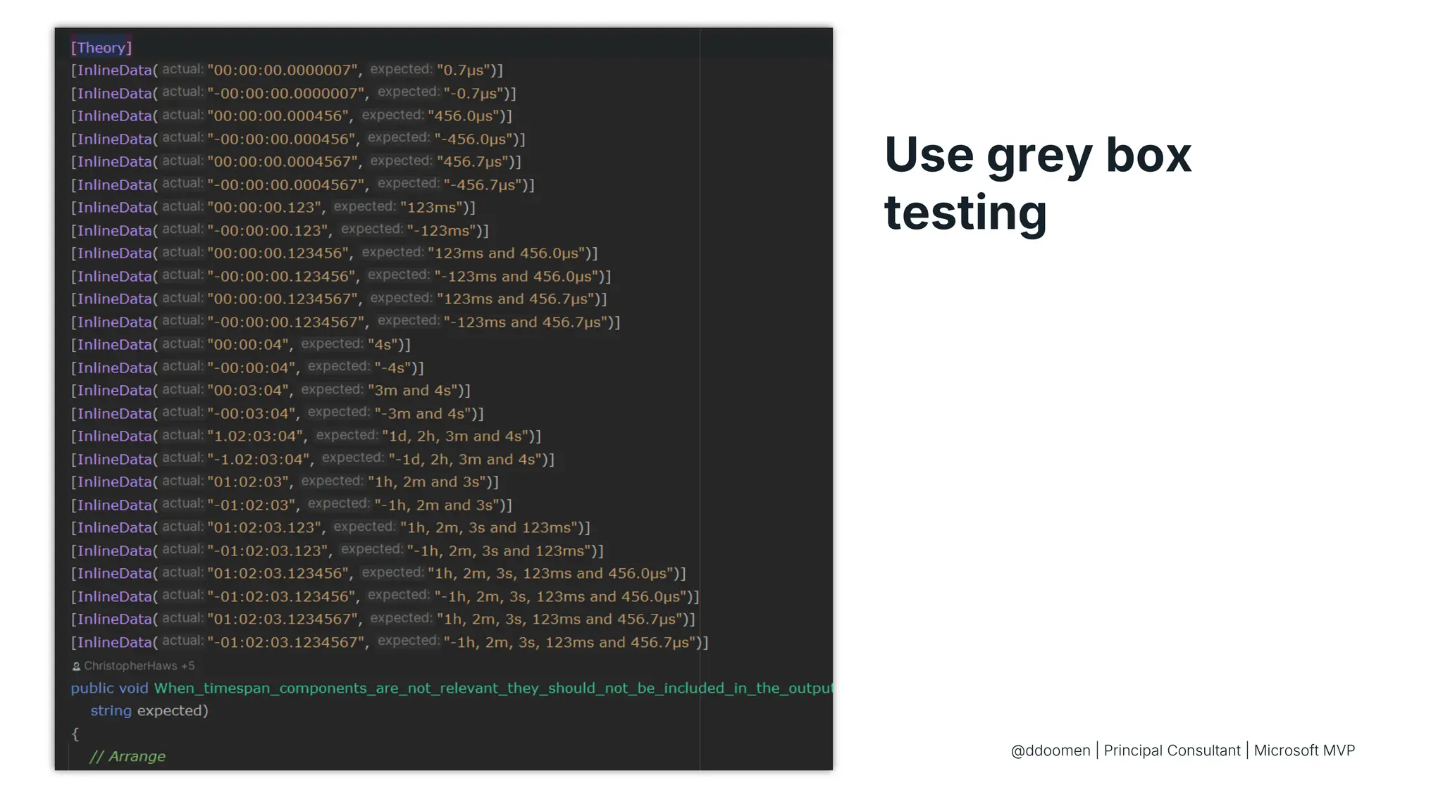 Use grey box
testing
@ddoomen | Principal Consultant | Microsoft MVP
 