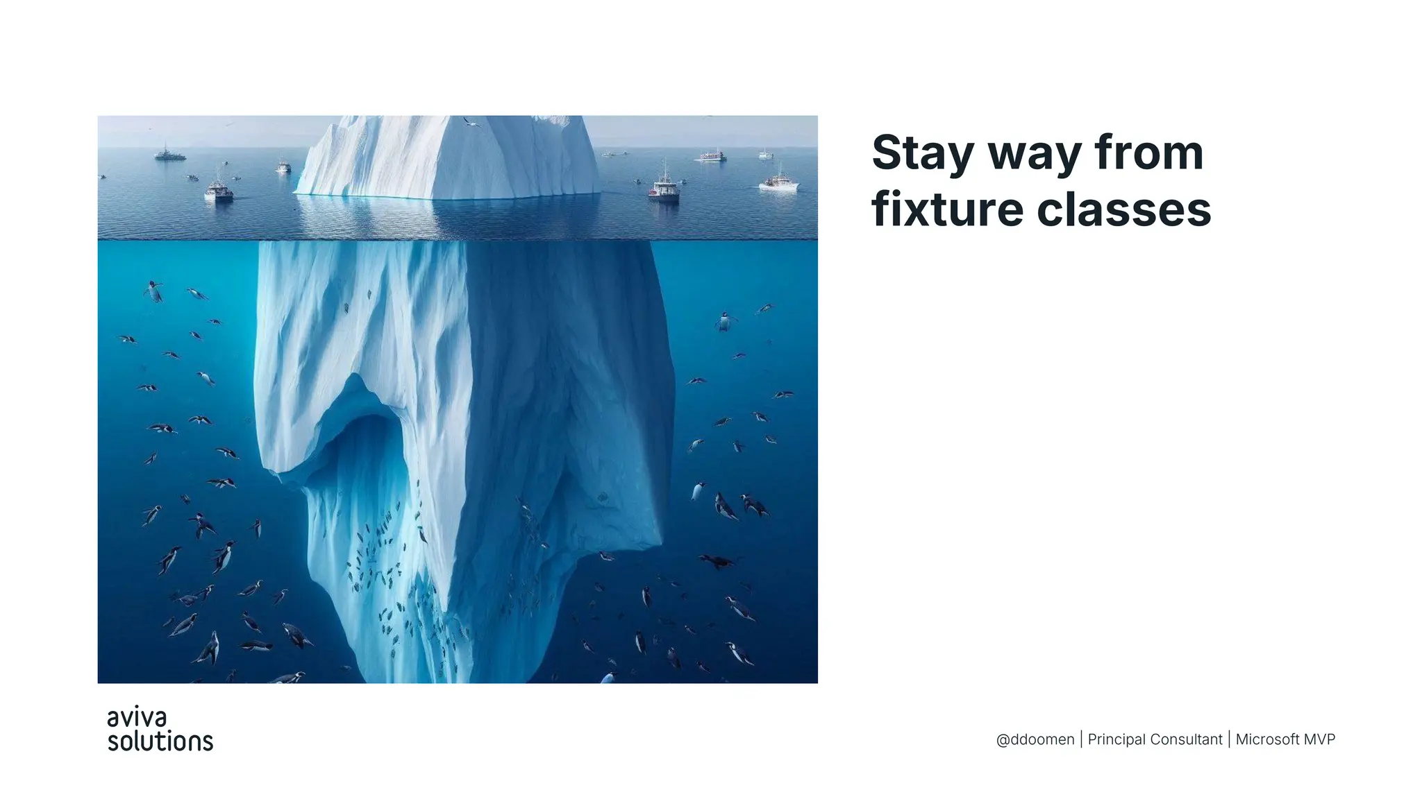 Stay way from
fixture classes
@ddoomen | Principal Consultant | Microsoft MVP
 