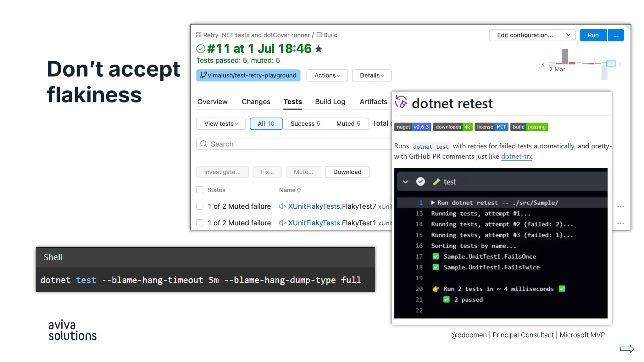 Don’t accept
flakiness
@ddoomen | Principal Consultant | Microsoft MVP
 