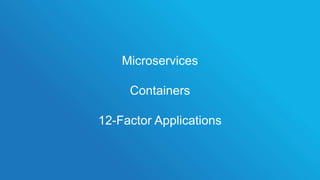 Microservices
Containers
12-Factor Applications
 