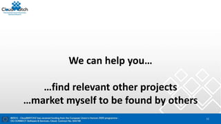 11
We can help you…
…find relevant other projects
…market myself to be found by others
 