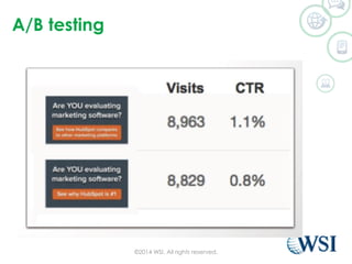 A/B testing 
©2014 WSI. All rights reserved. 
 
