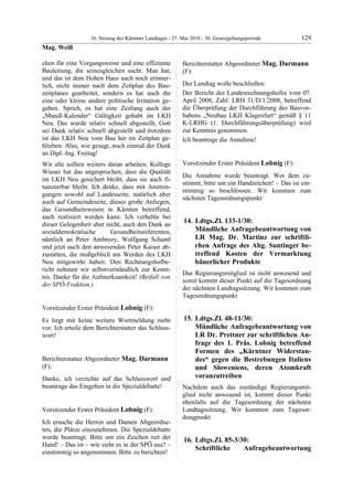 16. LTG-Sitzung am 27. Mai 2010