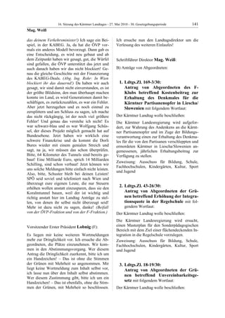 16. LTG-Sitzung am 27. Mai 2010