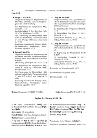 16. LTG-Sitzung am 27. Mai 2010