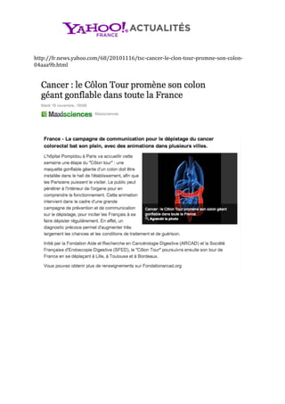 http://fr.news.yahoo.com/68/20101116/tsc‐cancer‐le‐clon‐tour‐promne‐son‐colon‐
04aaa9b.html 
 
 
 
 