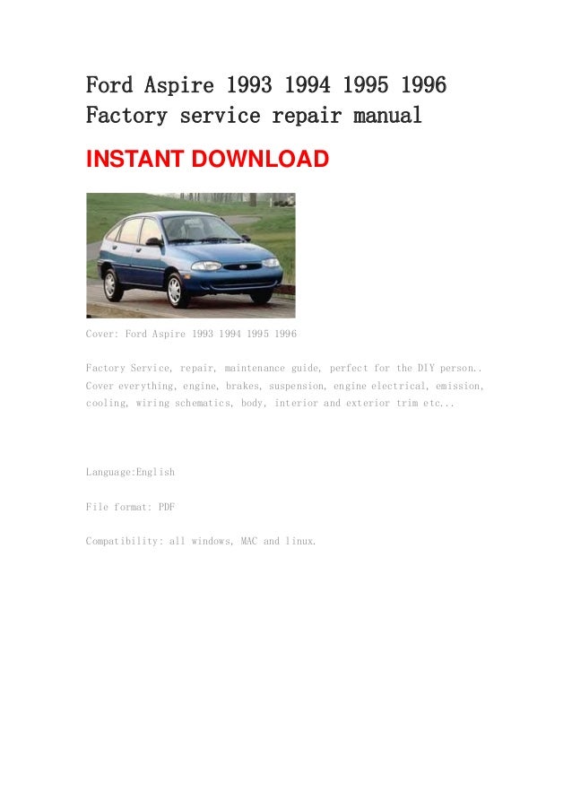 1995 Ford aspire owners manual #4