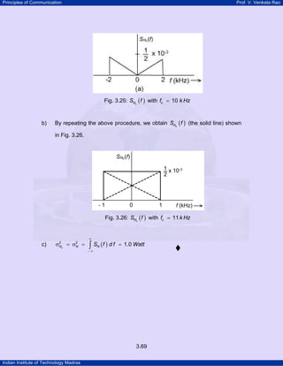 Principles of Communication Prof. V. Venkata Rao
Indian Institute of Technology Madras
3.69
Fig. 3.25: ( )cNS f with 10cf k Hz=
b) By repeating the above procedure, we obtain ( )cNS f (the solid line) shown
in Fig. 3.26.
Fig. 3.26: ( )cNS f with 11cf k Hz=
c) ( )2 2
1.0cN N NS f d f Watt
∞
− ∞
σ = σ = =∫
 