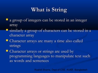 Lec 16. Strings | PPT | Programming Languages | Computing