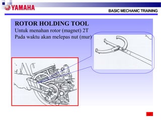ROTOR HOLDING TOOL
Untuk menahan rotor (magnet) 2T
Pada waktu akan melepas nut (mur)

 