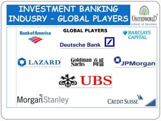 INVESTMENT BANKING
INDUSRY – GLOBAL PLAYERS
GLOBAL PLAYERS
 