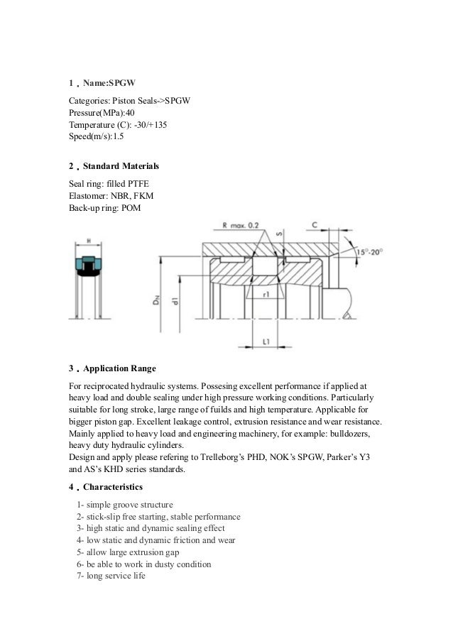 Piston seal SPGW/PHD CST seal PHD/NOK hydraulic piston