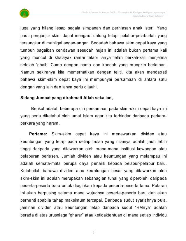 Khutbah Jumaat - Tersungkur di mahligai angan angan - 16 