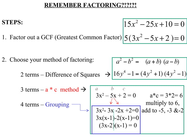 16.2 Solving by Factoring