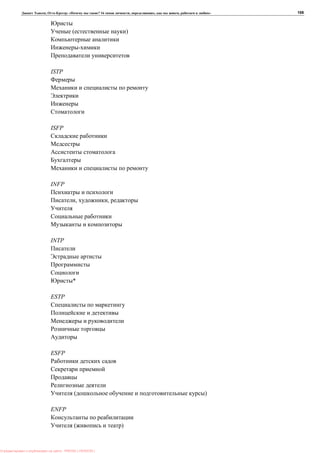 , : « ? 16 , , , » 109
( )
ISTP
ISFP
INFP
, ,
INTP
*
ESTP
ESFP
( )
ENFP
( )
: PRESSI ( HERSON )
 