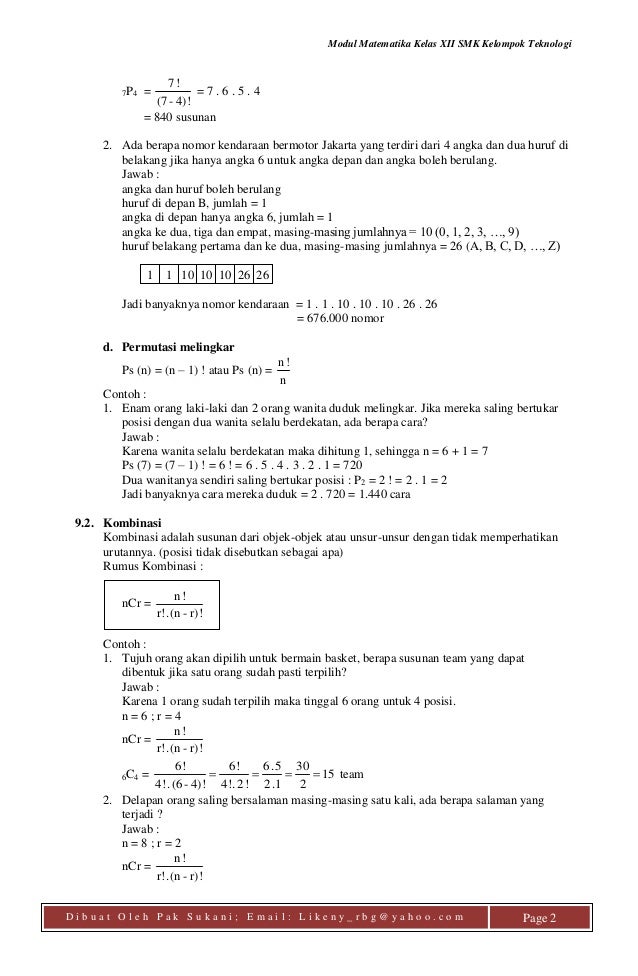 16 Modul Peluang Probabilitas Pak Sukani