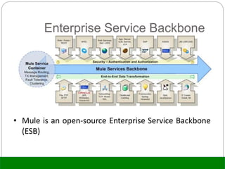 Enterprise Service Backbone
• Mule is an open-source Enterprise Service Backbone
(ESB)
 