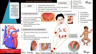 Durante 3° a 4°
dia de
evolución, en
el periodo de
convalecencia,
se detectan
aneurismas de
las coronarias
DX: CLINICO Y ANGIOGRAFIA
CORONARIA
 