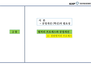 2 장
서 론
- 공정개선 (혁신)의 필요성
열처리 프로세스와 공정개선
1) 침탄열처리 프로세스
 