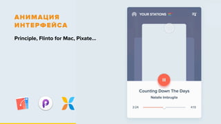 АНИМАЦИЯ  
ИНТЕРФЕЙСА
Principle, Flinto for Mac, Pixate…
 