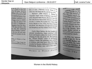 Gender Gap on
Wikipedia
Open Belgium conference – 06.03.2017 Ciell, Loraine Furter
Women in the World History
 