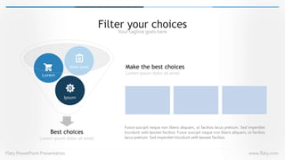 Flaty PowetPoint Presentation www.flaty.com
Filter your choices
Your tagline goes here
Best choices
Lorem ipsum dolor sit ...