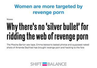 Women are more targeted by
revenge porn
 
