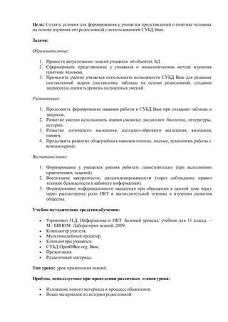 16.Урок Информации В 11 Классе Изучение Родословной Л.Н. Толстого.