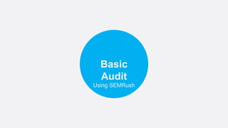 Using SEMRush
Basic
Audit
 