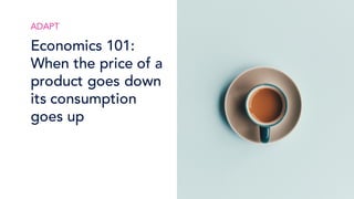 ADAPT
Economics 101:
When the price of a
product goes down
its consumption
goes up
 