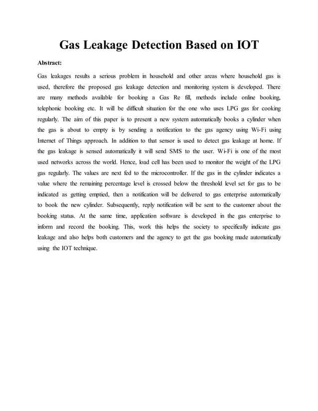 Gas Leakage Detection Based on IOT PDF