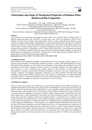 Fabrication and Study of Mechanical Properties of Bamboo Fibre ...
