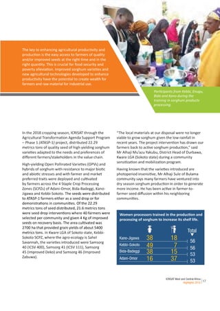 ICRISAT West and Central Africa Highlights 2018: Dry-season sorghum production spurs more income for a better livelihood in Nigeria