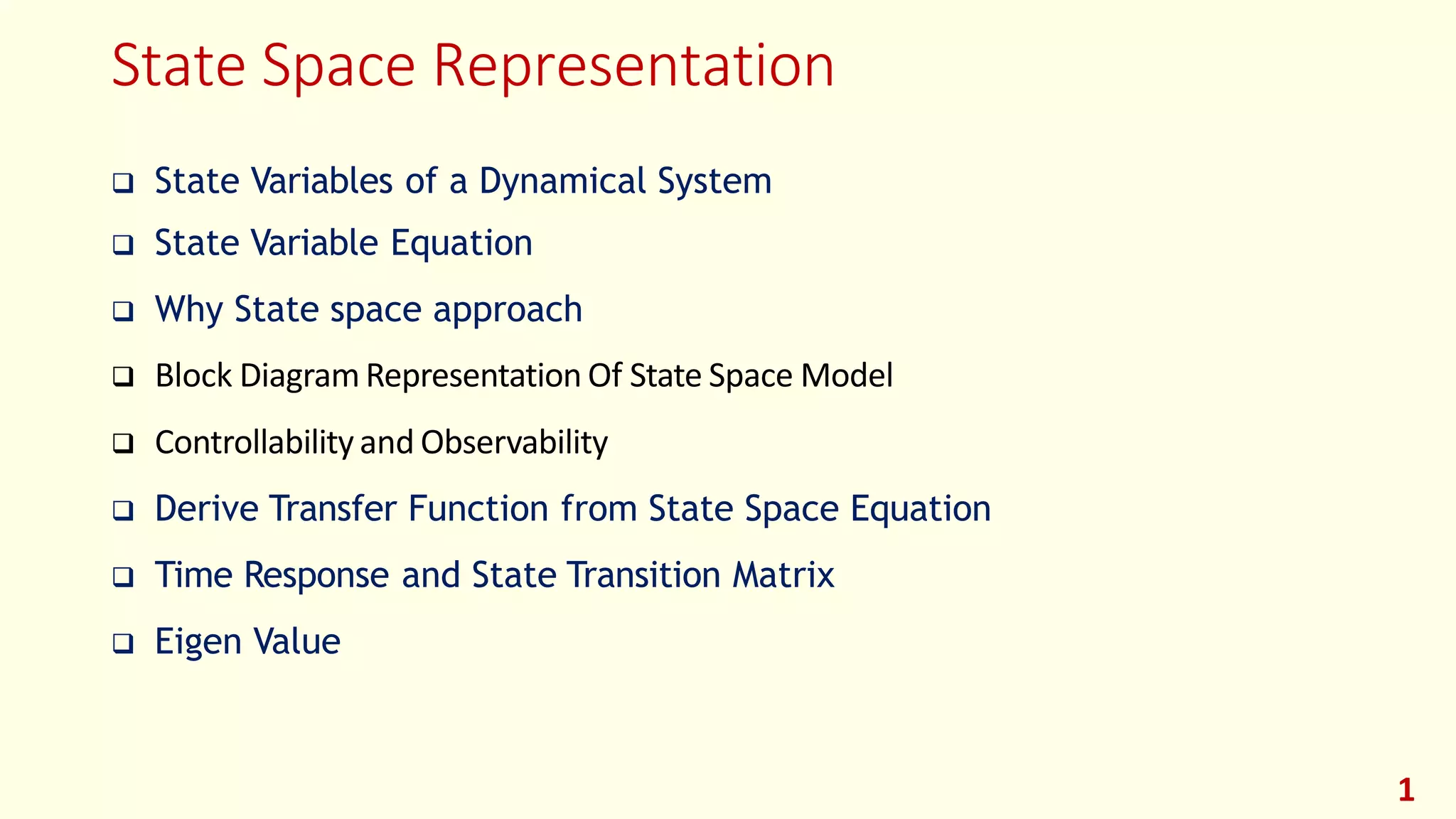 state space representation,State Space Model Controllability and ...