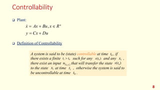 state space representation,State Space Model Controllability and ...