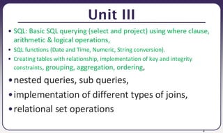 DBMS Nested & Sub Queries Set operations | PPT