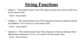 python String Functions.pptx.pdf like upper , lower | PDF