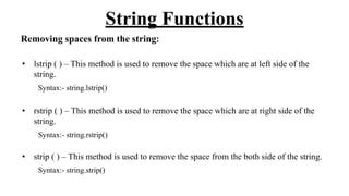 python String Functions.pptx.pdf like upper , lower | PDF