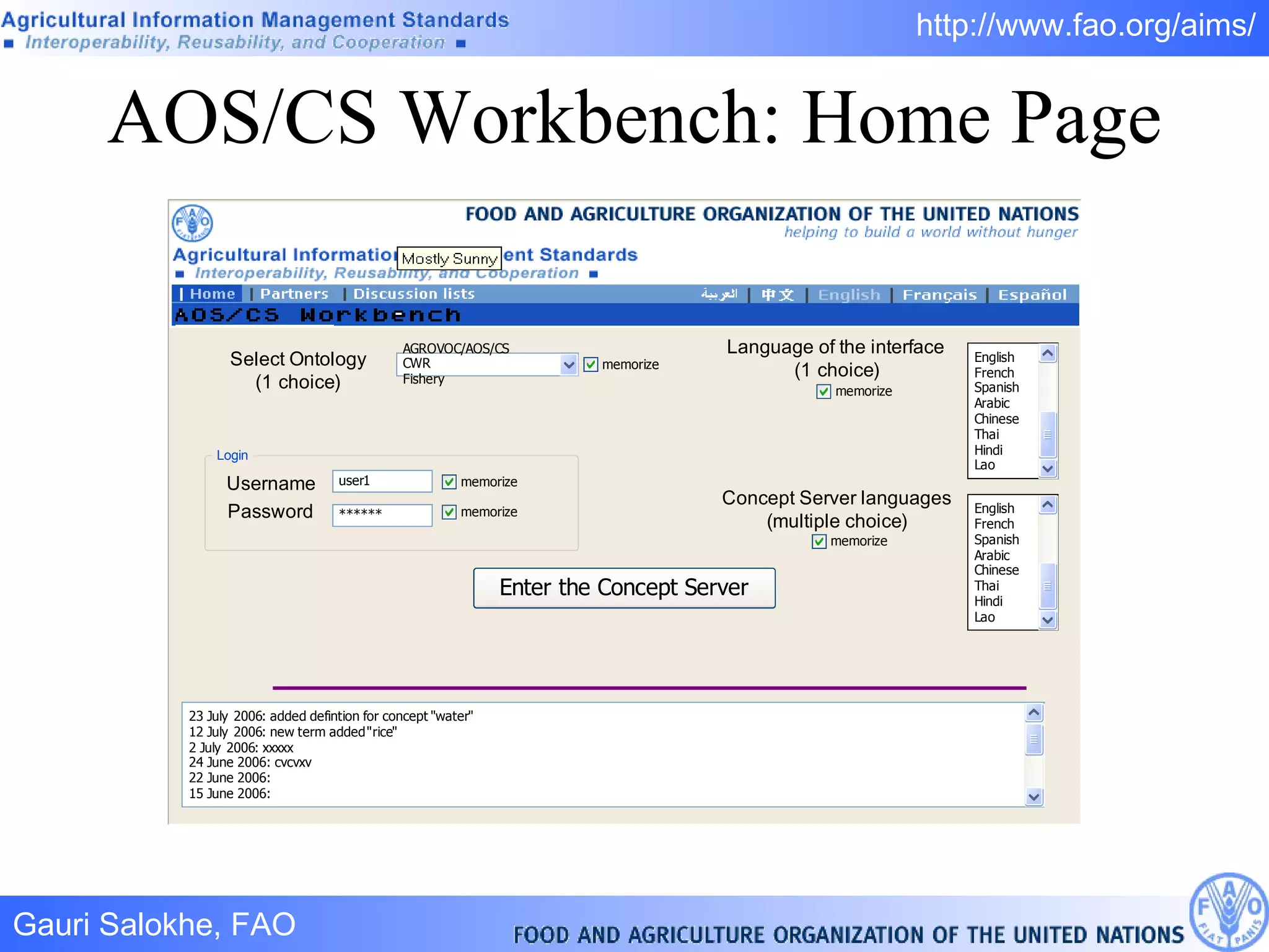 AOS/CS Workbench: Home Page