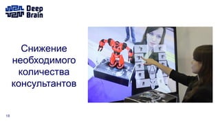18
Снижение
необходимого
количества
консультантов
 