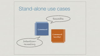 Command
Command
Command
handler
Command
handler
Stand-alone use cases
Command
Command
handler
Intention-
revealing
Reusable
 