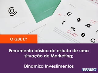 Ferramenta básica de estudo de uma
situação de Marketing;
Dinamiza Investimentos
O QUE É?
 